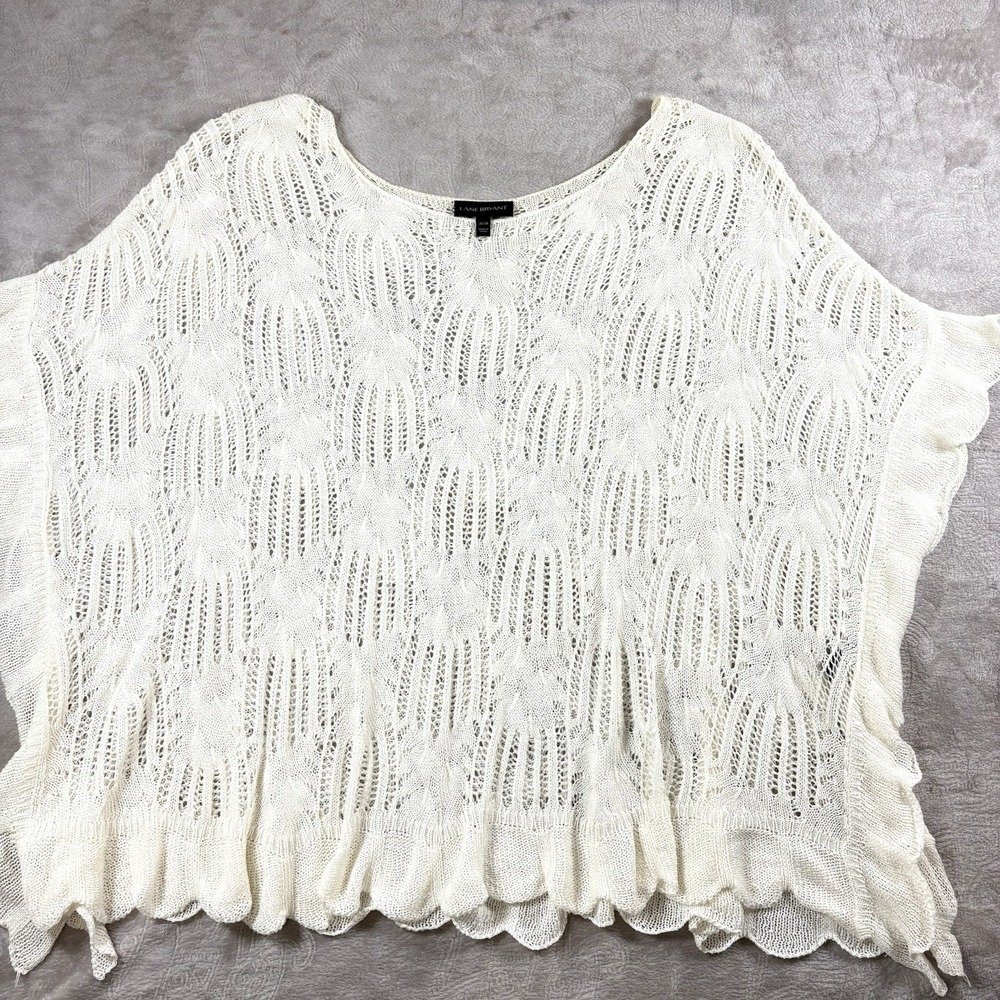 Lane Bryant Black Crochet Knit‎ V Neck Batwing Sleeve Sweater Plus Size 26/28